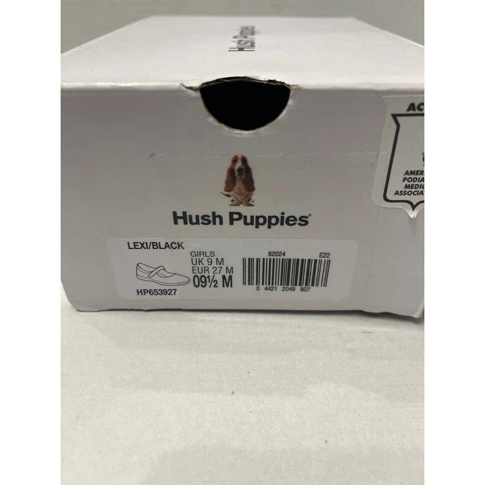 Hush Puppies Kids Lexi Shoes Black Leather Size 9.5 New In Box